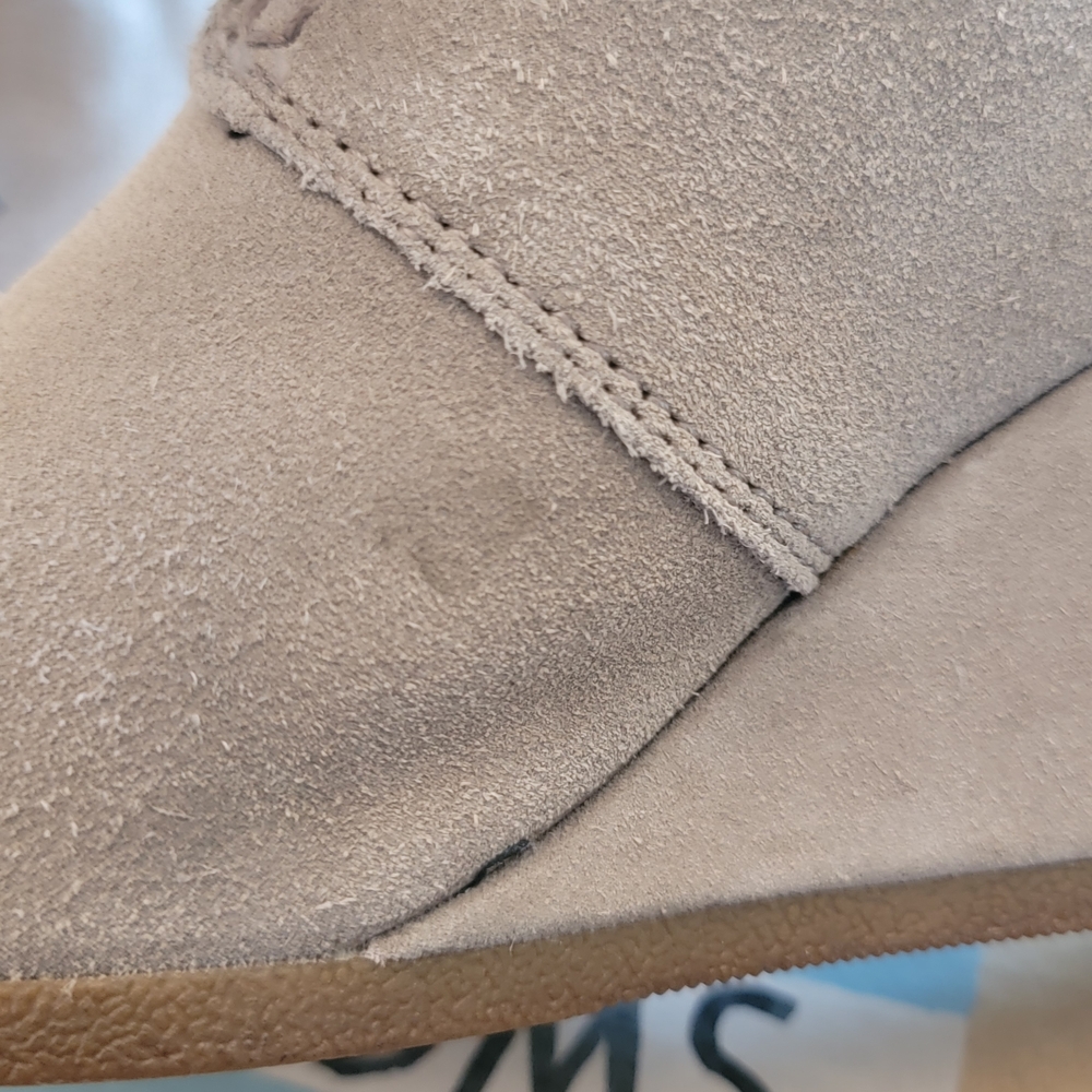 Toms Womens Taupe Suede Lace-Up Wedge Booties - Picture 10 of 11